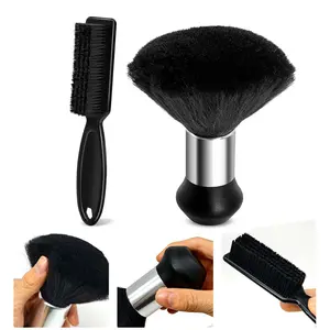 1 Set Soft, Dense Bristles Barber Brush & Neck Brush - Brushes Tool for Fades Cleaning Trimmer Hair Clippers Barbershop Lightweight Durable Beard Brush for Men