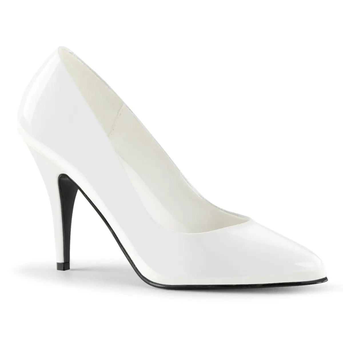 Pleaser Vanity-420 Women's Classic Plain Pumps, Elegant White 4" High Heel Shoe for Work and Social Events