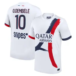 White PSG O.Dembele 2025/26 Match Away Jersey, White Color O.Dembele PSG Away Edition Short Sleeve Jersey