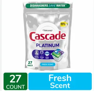 Cascade Platinum ActionPacs Fresh Scent Dishwasher Detergent Pods, 27 ct