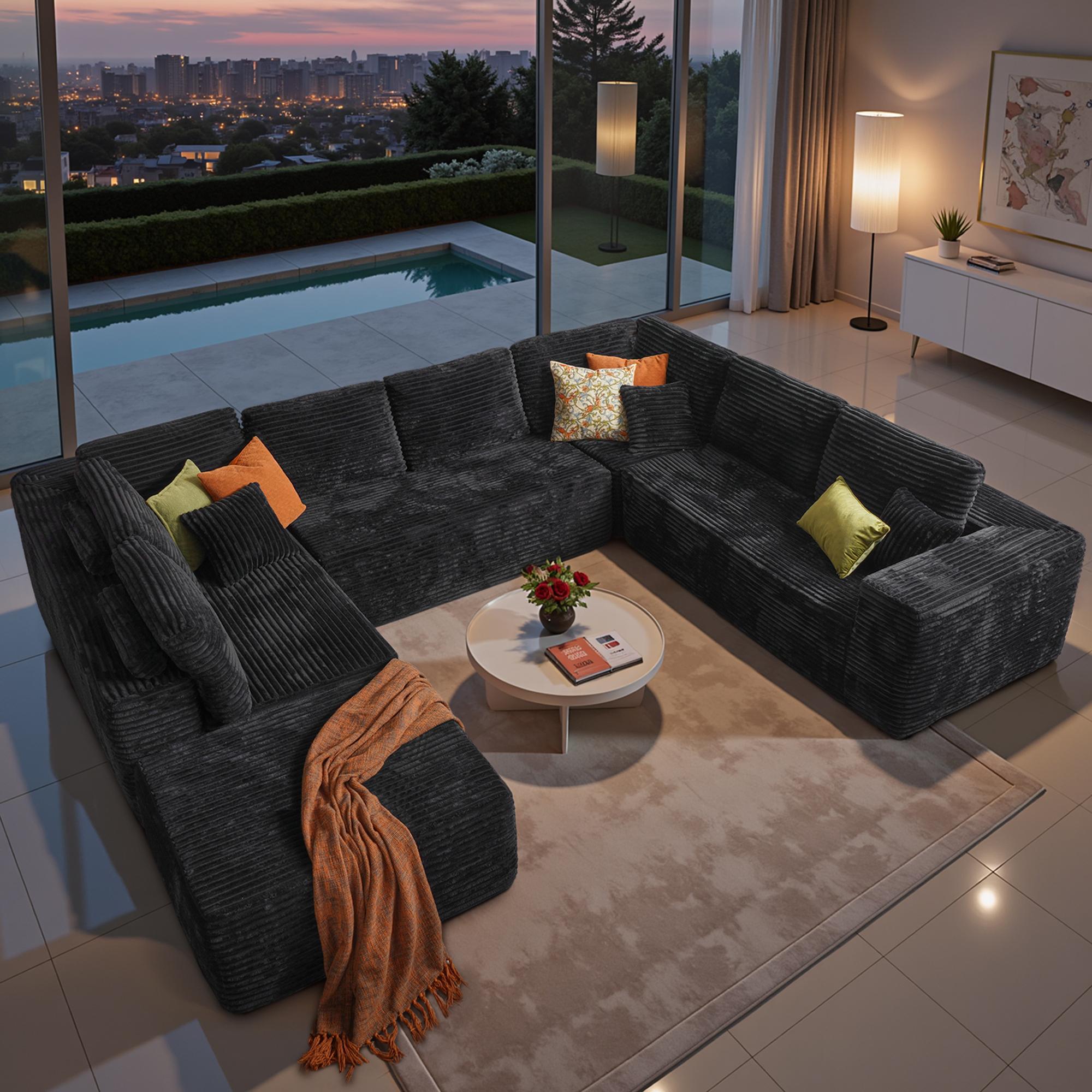 OOSWIFT 135" Boneless Modular Sectional Sofa - High-Density Foam & Pocket Spring, Plush Corduroy CloudCouch with Deep Seat, Ultra-Soft Pet & Kid FriendlyThickened Cushion for Large Living Room Family Lounge,Ideal for Working Reading Relaxing OOSWIFT 135" Boneless Modular Sectional Sofa - High-Density Foam & Pocket Spring, Plush Corduroy CloudCouch with Deep Seat, Ultra-Soft Pet & Kid FriendlyThickened Cushion for Large Living Room Family Lounge,Ideal for Working Reading Relaxing