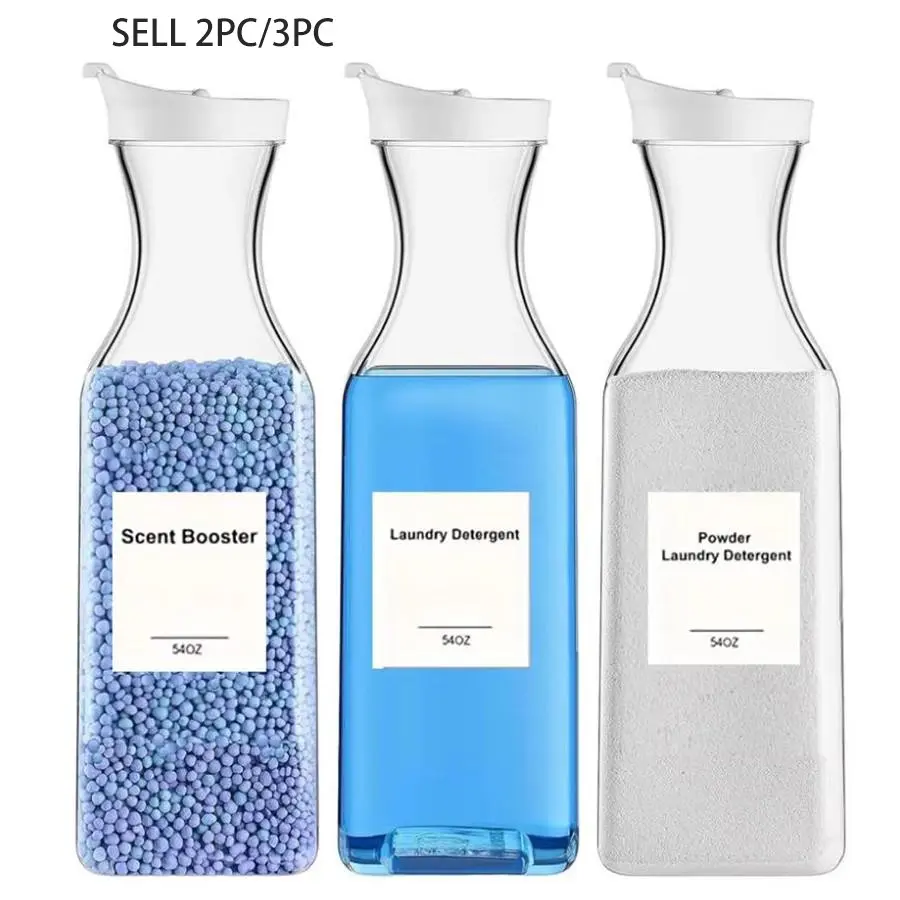 2/3pcs Laundry Detergent Dispenser Fabric Softener Dispenser Plastic Bottles with Lids Liquid Laundry Detergent Container Laundry Detergent Organizer