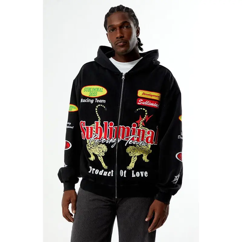 Pacsun Men's Subliminal Racing Full Zip Hoodie