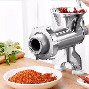 Manual Meat Grinder with Ergonomic Handle, Multifunctional Sausage Stuffer & Noodle Maker for Home Kitchen,Aluminum Alloy Manual Meat Grinder, Tabletop Clamp Design with Sausage Funnel & Noodle Plate, Easy Clean