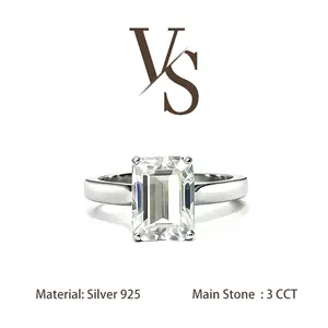 [Venus Jewelry] Synthetic Moissanite 3 CCT Thick Band Solitare Design VVS 1 D Color Solid Silver 925 Solitare Ring