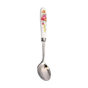 OMI Korean Rose Stainless Steel Spoon Set - 3pc Exquisite Korean Style Cutlery for Dessert, Western Food, Home & Kitchen