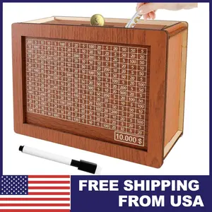 Cash Vault Wooden Savings Box, Wooden Cash Saver Money Saving Box With Countdown144 Decor Piggy Decorative Figurines Collectible Figurines