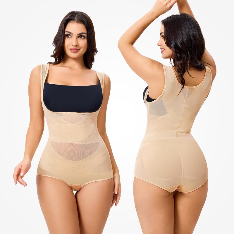 Nebility Women's 3 Piece Basic Comfort Minimalist Breathable Mesh Fabric Butt Lift Invisible Sleeveless Womenswear Shapewear Shaper Clothes Shapewear Set Postpartum Cincher Black Compression Brown SpringStatements