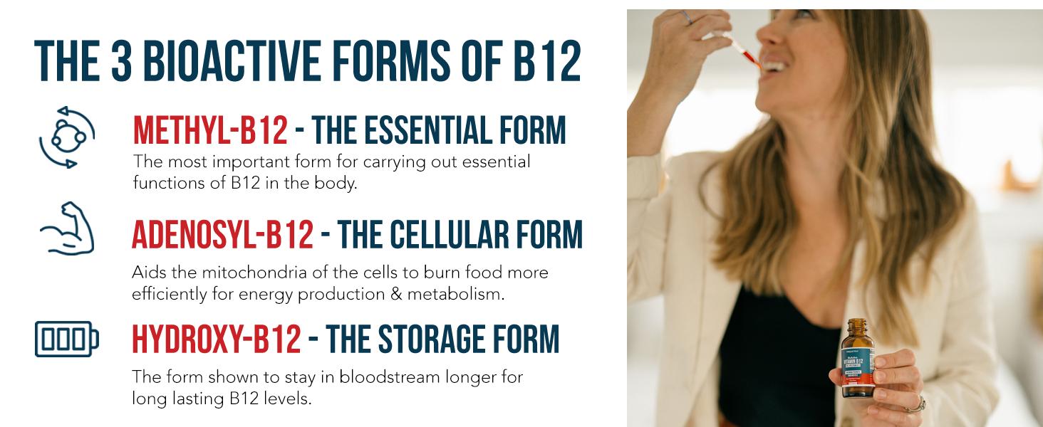 BioActive B12 Liquid: Vitamin B12 Plus L-Methylfolate Healthcare Fitness Supplement Edible
