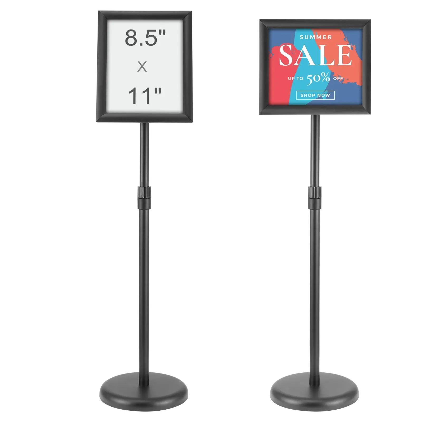 【Backtoschool】VEVOR Aluminum Alloy Pedestal Sign Holder, 8.5x11in Adjustable Height Rotatable Vertical/Horiz. Display Stand, Heavy-Duty Floor-Standing Holder with Round Base, PVC Protective Sheet for Advertisement, Black, Home Decor Items