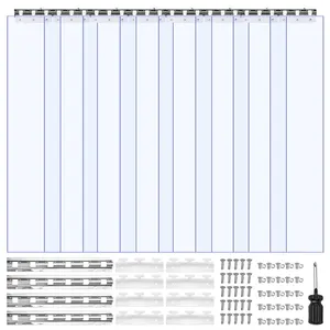 【FathersDayGift】VEVOR Clear PVC Strip Curtain, 84 in Height x 48 in Width x 0.08 in Thickness, 8 PCS Walk in Freezer Cooler Curtain Strips, Thermal Insulating Plastic Door Strips for Warehouse, Freezer, Garage Doors