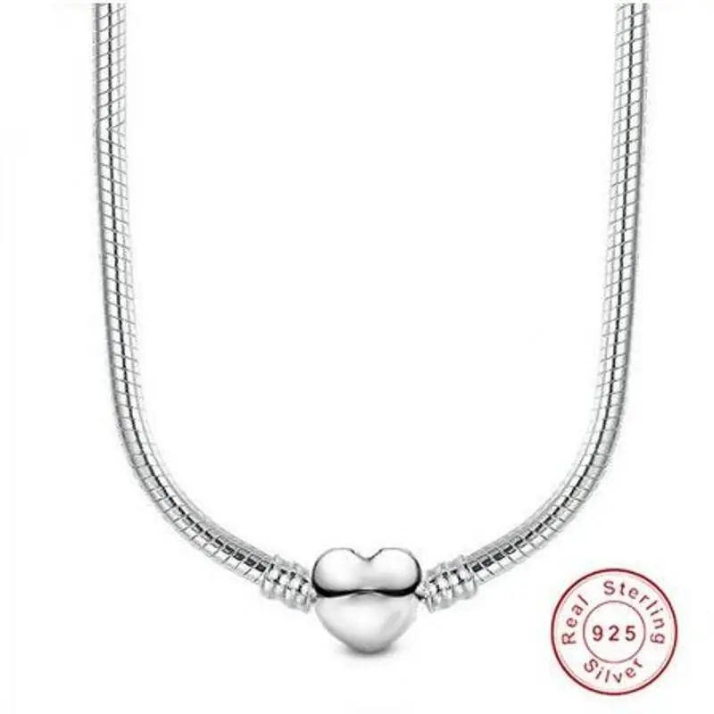 Women's 925 Sterling Silver Fashion Necklace, Snake Chain (Adds Movement) with Secure Ball Clasp, Beads Charms Choker for Wedding DIY Jewelry, Ball Chain Necklaces