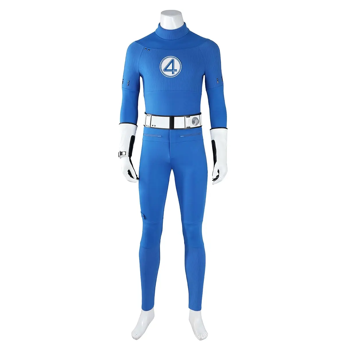 ECOSLAND Men's Classic Breathable Utility Costume Set - Mister Fantastic Reed Richards Spandex Jumpsuit with Belt, Zipper, Turtleneck Screen Print Clothes for Halloween Cosplay