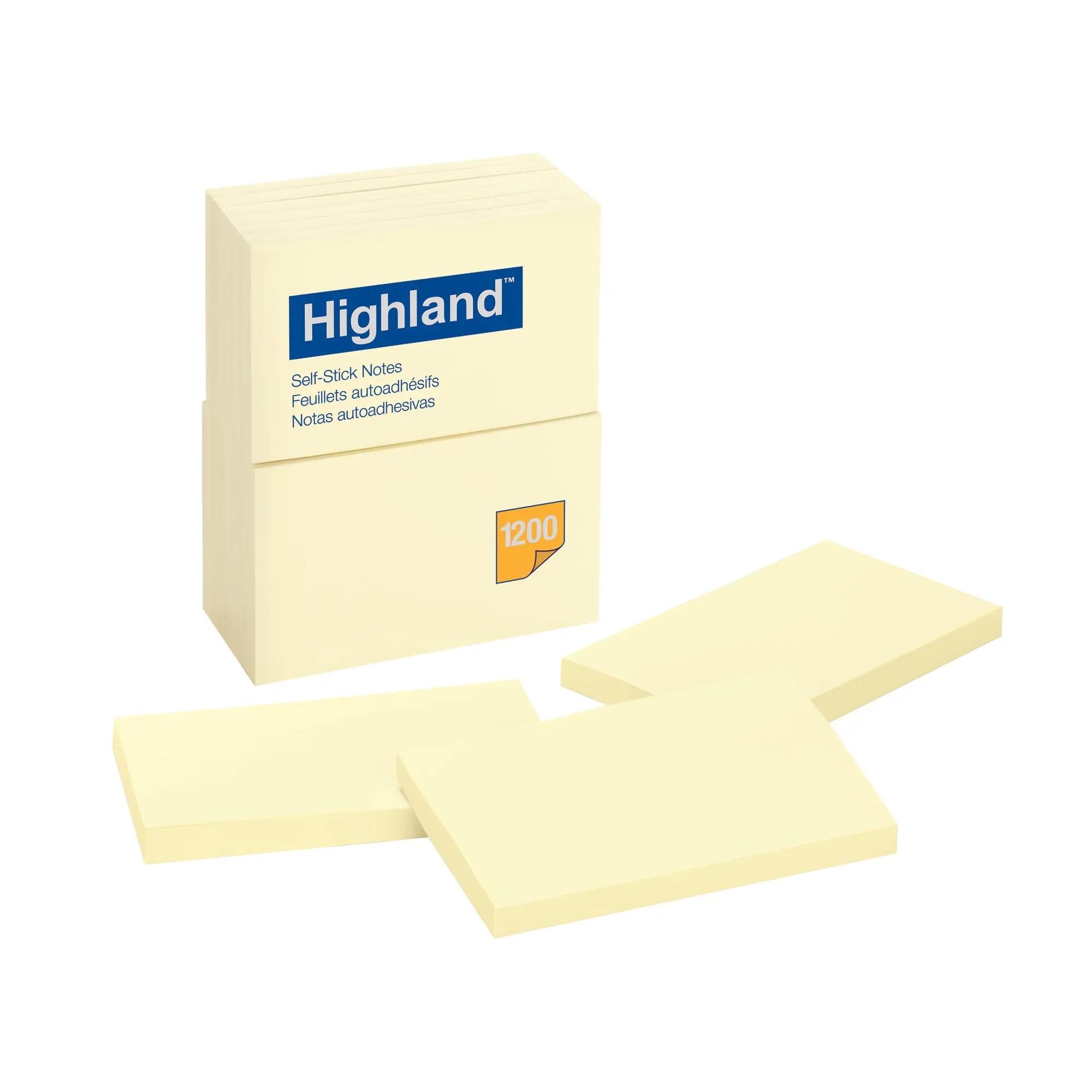 Highland™ Notes, 3 in x 5 in, 12 Pads, 100 Sheets/Pad, Yellow