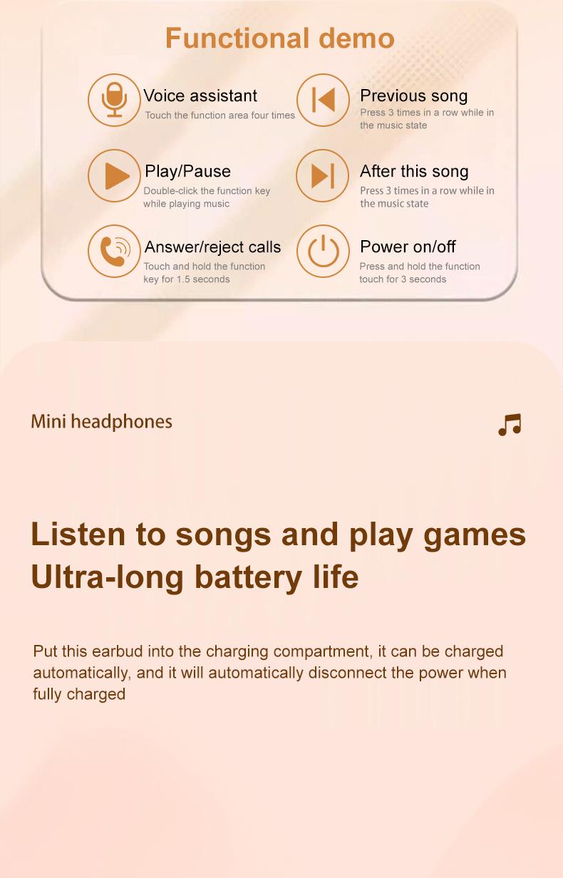 Mini Invisible Bluetooth 5.4 True Wireless Earbuds – Sport Noise Cancelling Gaming Headphones with Hi-Fi Audio, In-Ear Earphones for Music & Calls