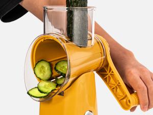 SUSTEAS Rotary Cheese Grater with Handle - 5 Blades, Suction Base, Mandoline & Vegetable Grater - Includes Storage Box Kitchen Utensils