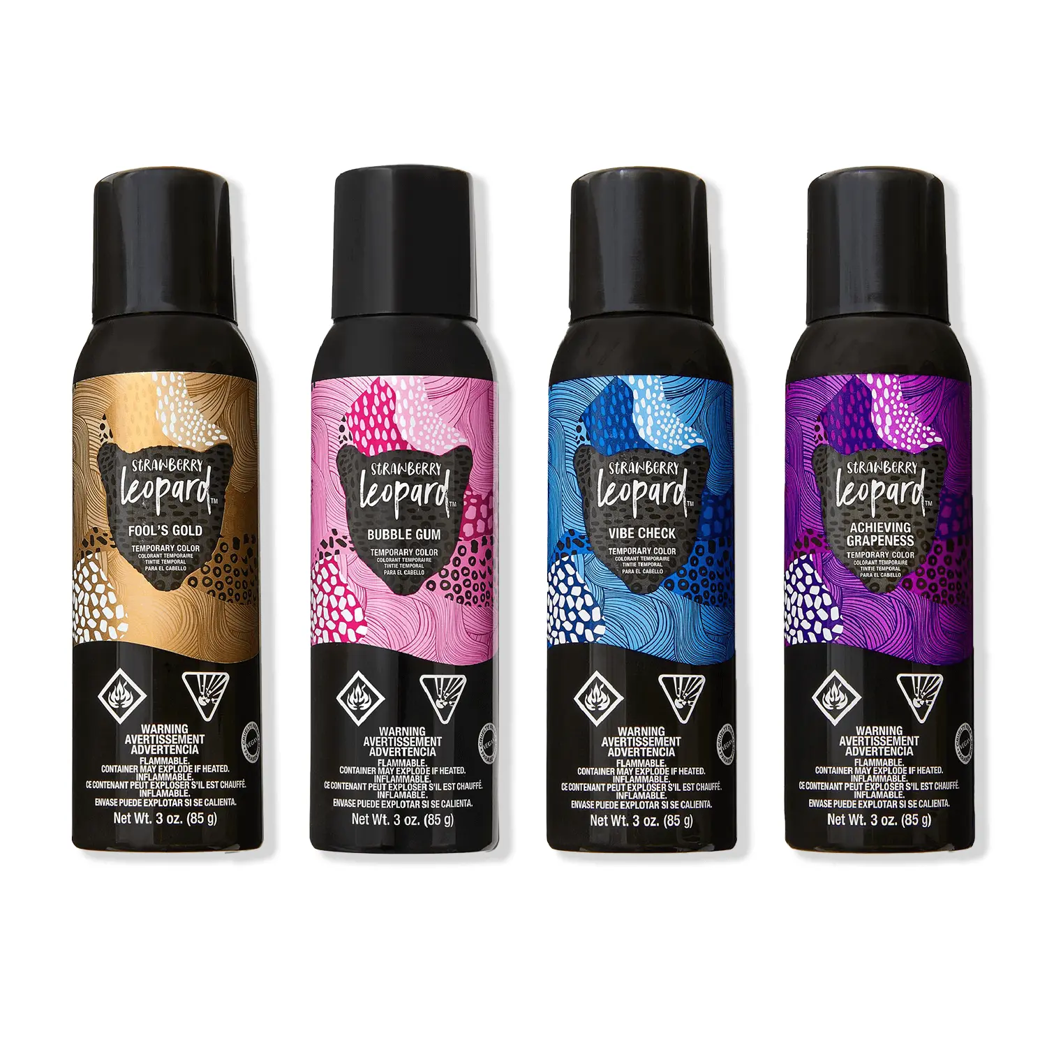 Strawberry Leopard Temporary Hair Color Spray, CommitmentFree, Removes in 12 Washes, 10 Color Options, Vegan, Cruelty Free, Paraben Free, 3 Oz