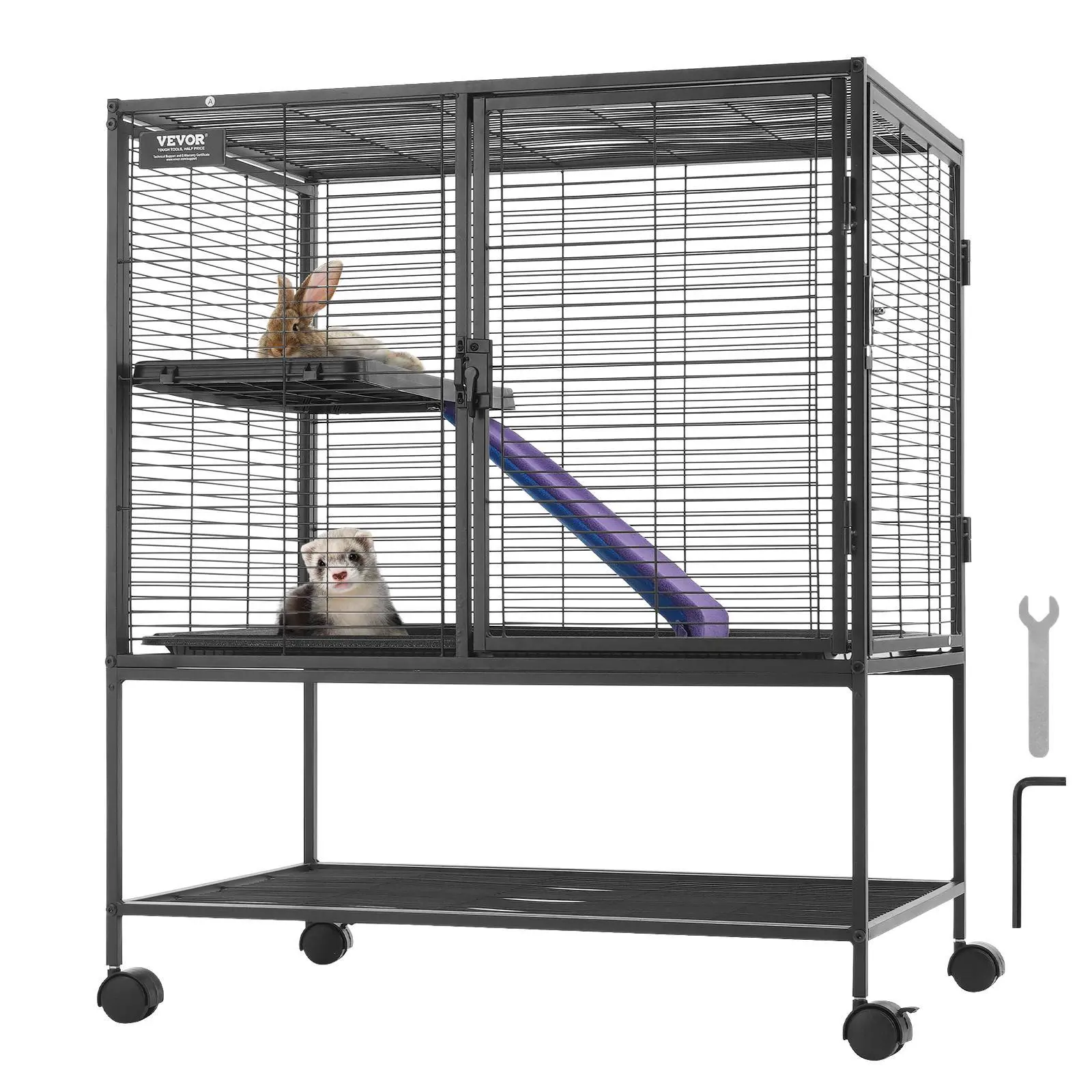 【SummerFinds】VEVOR 36" Rolling Metal Ferret Cage,  , Large 2-Tier Critter Nation Cage, Small Animal Cage with Ramps & Tray, Easy to Set up for Pet Rats, Hamster, Guinea Pig, Chinchilla, Squirrel, Hedgehogs, Bunny