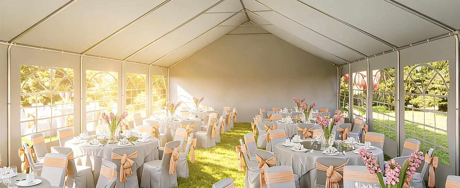Aoxun Sturdy 20x40 Rectangular Foldable Outdoor Party Tent Canopy [Ships in 3 Packages] - Waterproof, Heavy-Duty Steel Frame, Removable Sidewalls, Easy-Access Roll-Up Door, Easy Setup for Large Groups, Birthday Parties, Camping, White
