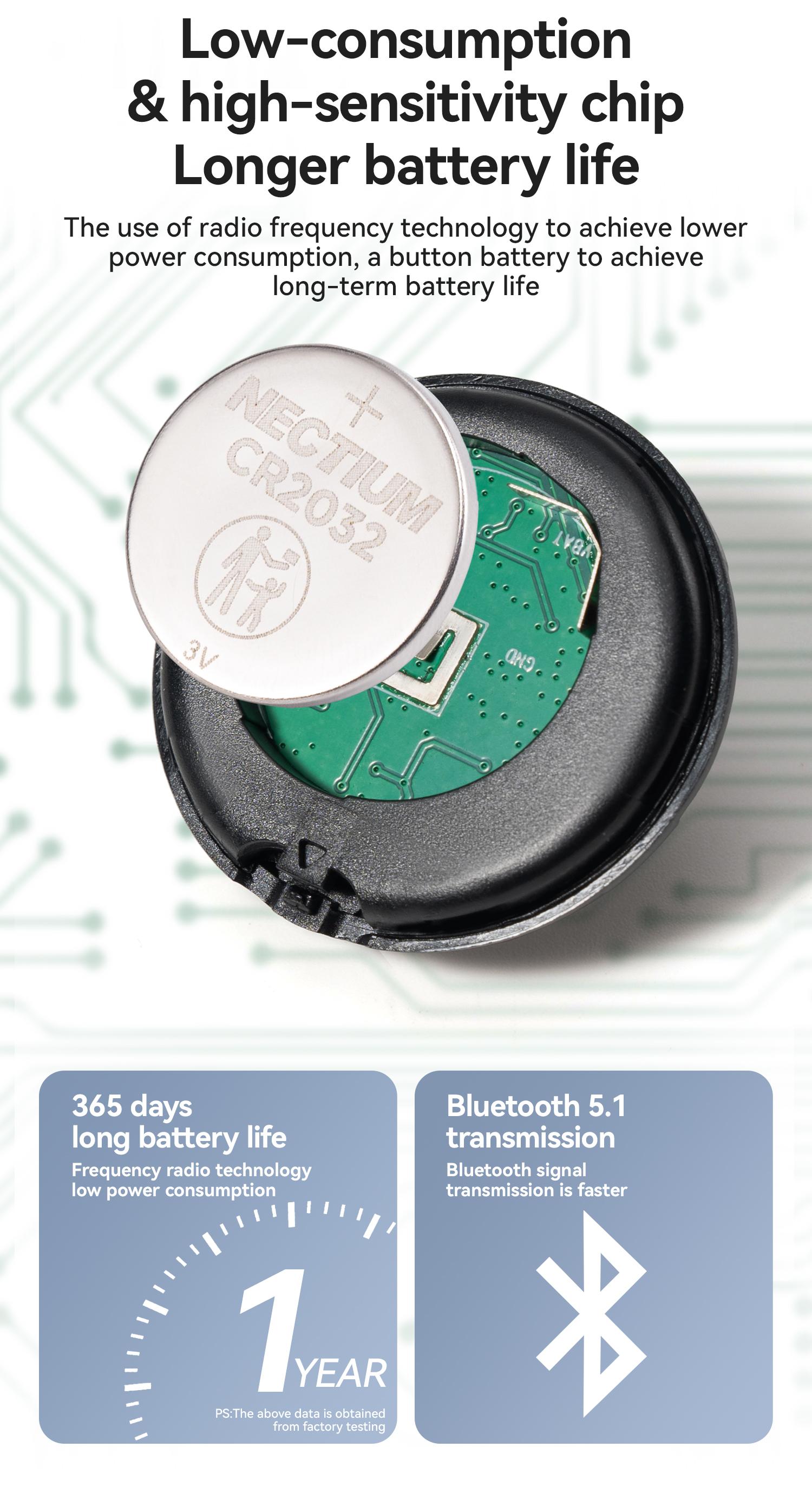 ROCKBROS Anti-lost Tag Compatible with Apple Offcial Chip (for iOS Only), Anti-lost Locator for Car Key Wallet Luggage Passport with Alarm& Left-Behind Remind Slim Bluetooth Tracker