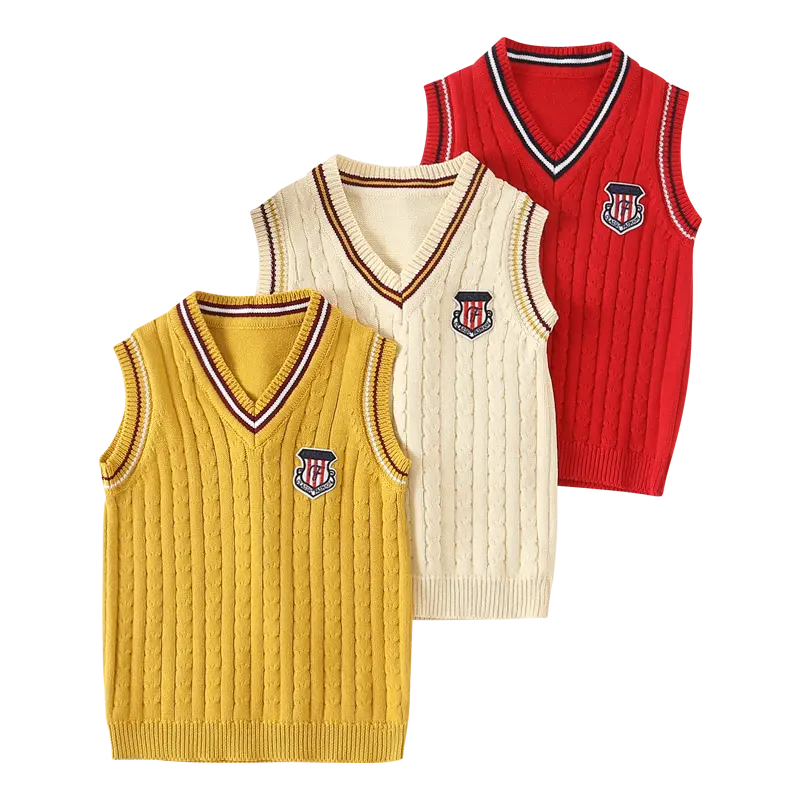 3-piece fall/winter sweater vest for boys and girls 4-12 years old knitted vest sweater college wind boy and girl pullover sweater Knitwear,back to school