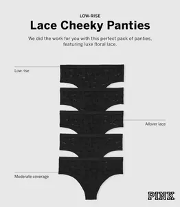 PINK Women's Lace Cheekster Underwear, Panties for Women, Multi Pack (XS-XXL)