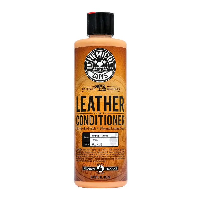 CHEMICAL GUYS 16oz Leather Conditioner - Leather Care, Car Seat Interior Detailing, Upholstery Cleaner, Protectant Sealant, Hydration, Conditioning, Prevents Cracking, UV Fade Guard, Soft Feel, Automotive Safe