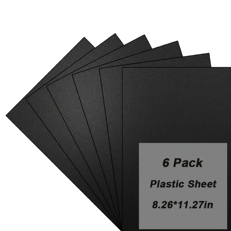 6 Pack Black Plastic Sheets, 8.26×11.69 in Flexible High Tensile Plastic Sheets. Black Plastic Panel for DIY Materials Handicrafts Home Decoration.