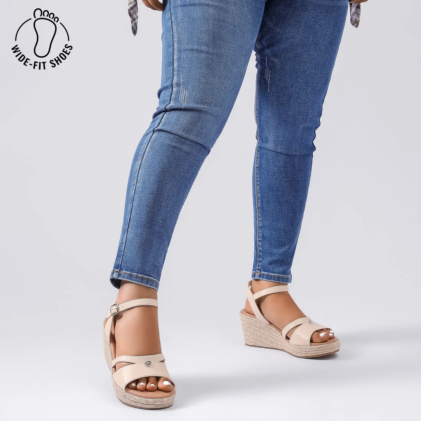 Women's Wide Width Espadrille Wedge Sandals, Dressy Faux Leather Platform Footwear with an Open Toe and Memory Foam Cushion, Walking Shoes, Adjustable Strap Platform, Heeled Wedge Platform