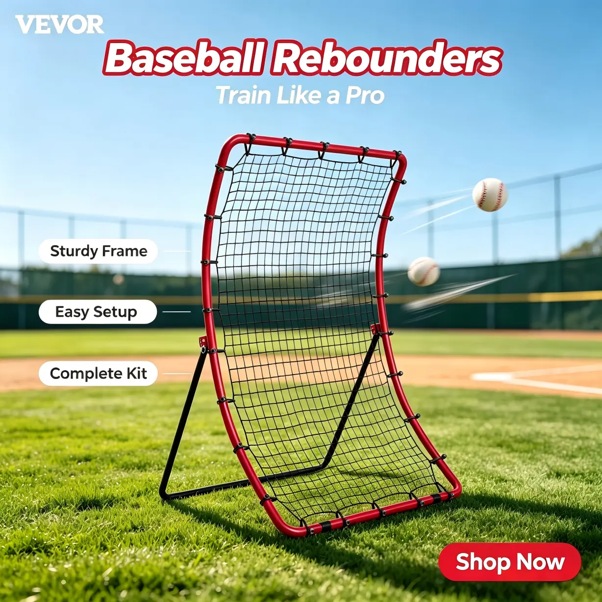 【SummerFinds】VEVOR Baseball And Softball Rebounder Net,  4 x 5.5 ft PitchBack Baseball Pitching Nest, Pitch Return Trainer Rebound Net with Pitching Target, All Angle Fielding Rebound Net for Grounders Pop Flies