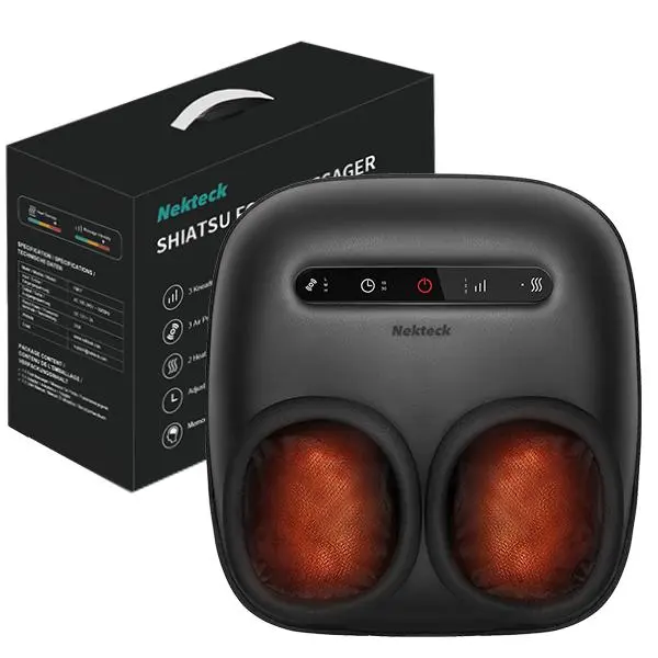 2026 Upgraded Nekteck Foot Massager with Heat, Electric Shiatsu Foot Massage Machine, Improves Blood Circulation, Relieves Plantar Fasciitis & Neuropathy, 3 Adjustable Intensities, Gifts for Father Mother Men Women