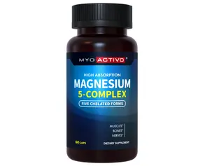 【MyoActivo】Nutrition 5-in-1 Magnesium Complex - High Absorption - Chelated Magnesium Glycinate, Malate, Citrate, Taurate, & Aspartate for Calm, Stress, Muscles, Bones | 60 Capsules | Magnesium Supplement Healthcare Fitness Edible Dietary