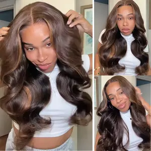 【LIVE SALE】Unice 200% Density 7x5 Mocha Brown Highlight Body Wave Lace Closure Wig Pre everything Human Hair Lace Wig