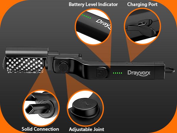 Drayvorx 2-in-1 Cordless Electric Barbecue Cleaning Brush & Spin Scrubber, Barbecue Accessories with Rust-Resistant Metal Heads, 3-Speed High-Torque Motor, Type-C Fast Charge Handle for Outdoor BBQ Grates