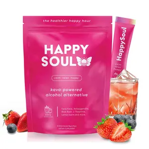 HappySoul – Kava & Adaptogen Drink Mix | Alcohol-Free Relaxation Drink | Berry Flavor – 15 Pack