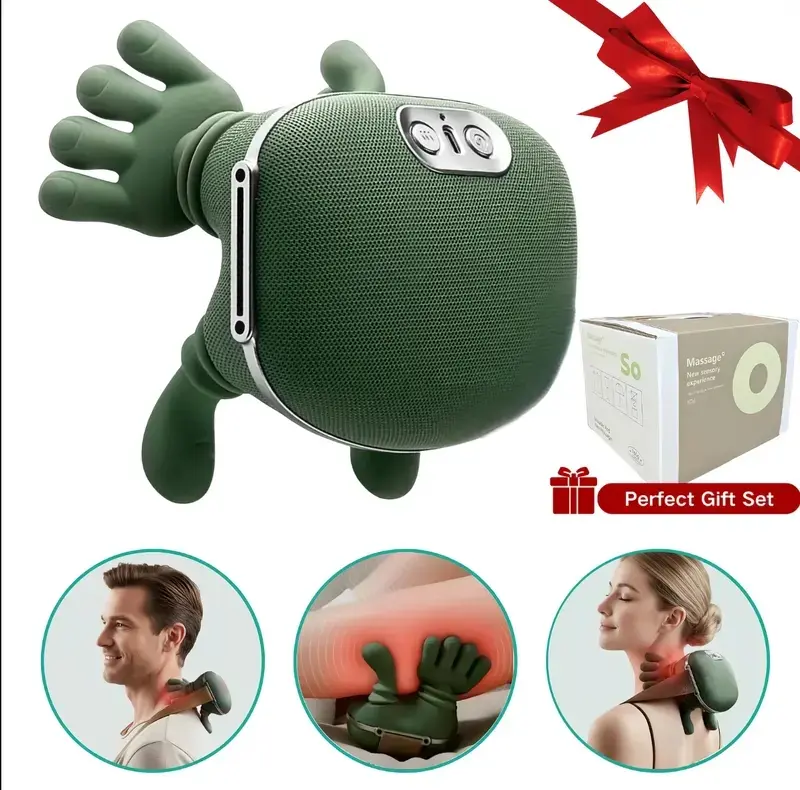 Cervical massager, human-hand simulation massage device with heating function, electric cervical and shoulder massager, gentle and soothing multifunctional massage technology product, suitable neck and legs, effectively relieves cervical pain.
