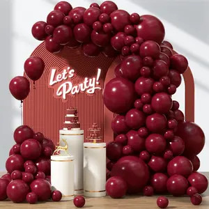 120 Piece Burgundy Balloon Arch Set with Mixed Sizes for Birthdays, Weddings and Party Decor