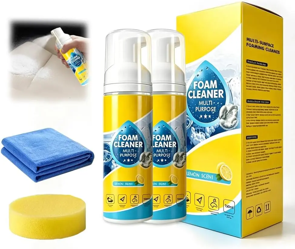 4-in-1 Multi-Enzyme Foam Cleaner Spray, High Efficiency Multi-Functional All-Purpose Household Cleaner - Fast Cleaning Spray for Car Detailing, Kitchen Grease Stain Removal