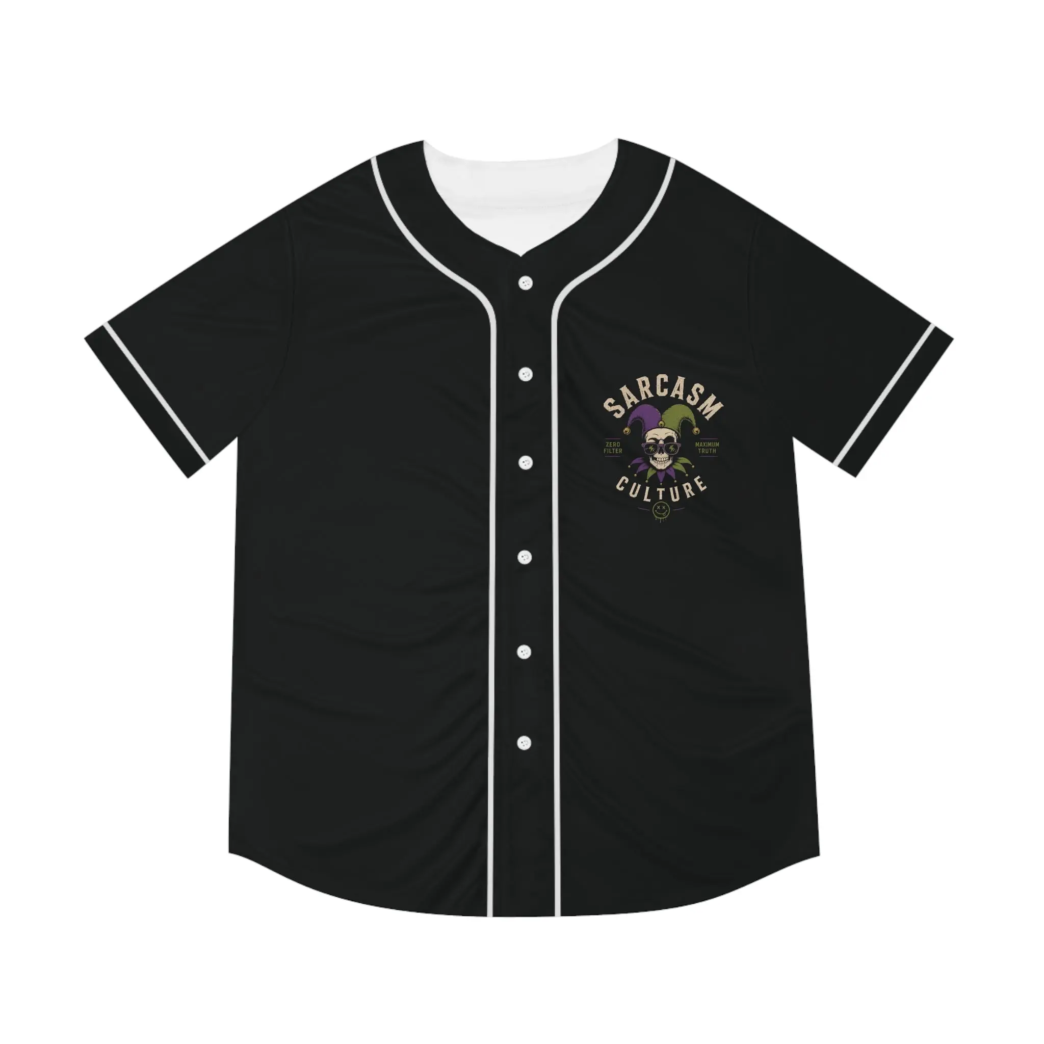 Sarcasm Culture Baseball Jersey – Dark Joker Skull Graphic