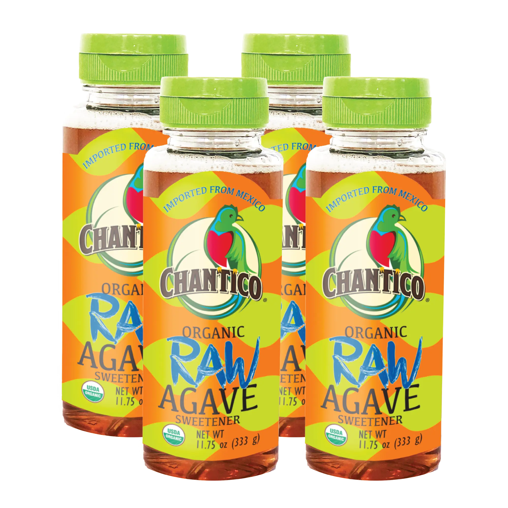 Chantico Organic Raw Agave Sweetener (4 pack, 11.75oz of each) Non GMO, Gluten Free & Vegan, Low Glycemic Index, Diabetes friendly, Perfect for use in baking, smoothies, coffee, tea, yogurt, honey substitute