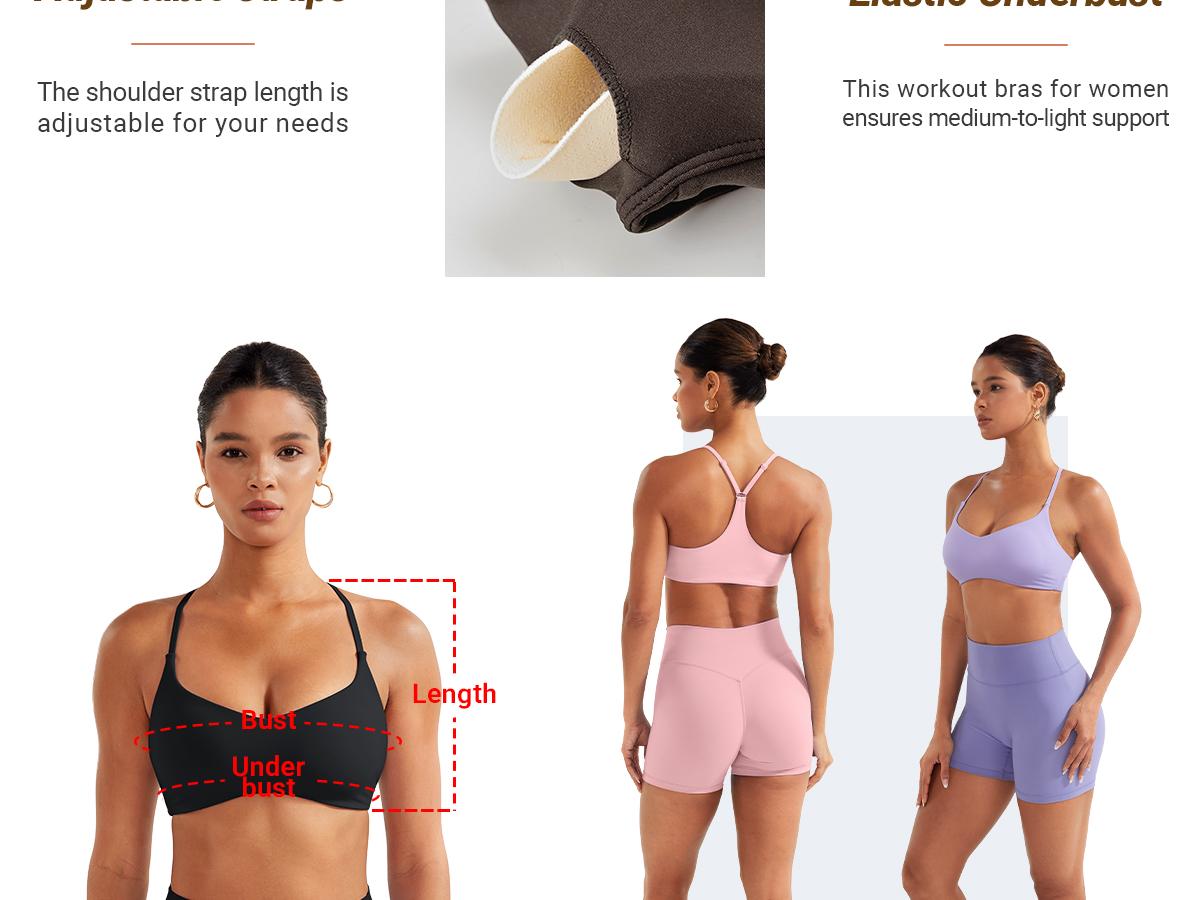 YEOREO Y Back Sports Bras for Women Padded Racerback Bra Paisely Light Impact Adjustable Straps Gym Workout Tops
