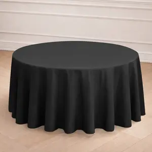 Polyester 120" Round Tablecloth Black - Seamless Wrinkle-Resistant Design for Weddings