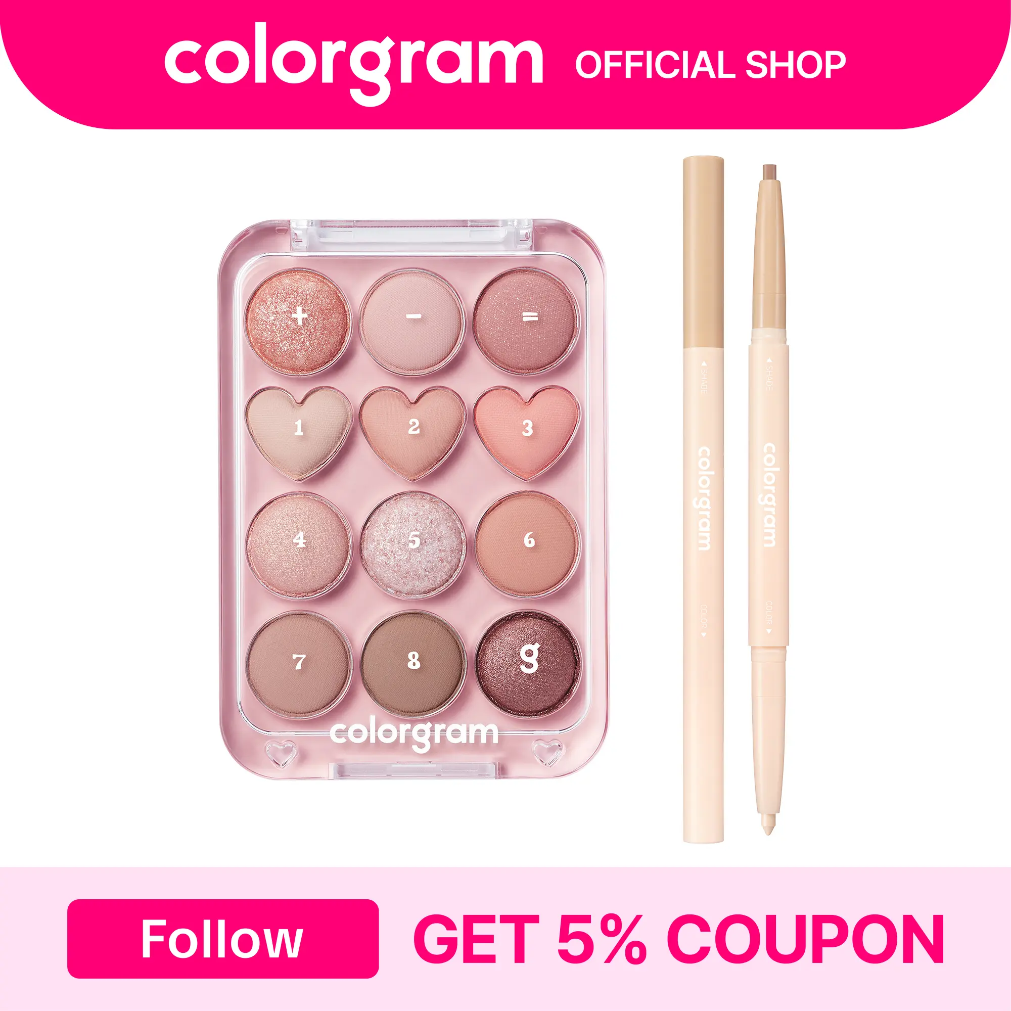 Colorgram Eyes Duo - Under Eye Highlighter Stick + Pin Point Eyeshadow Palette for effortless K-beauty eye makeup Matte Daily I summervibes