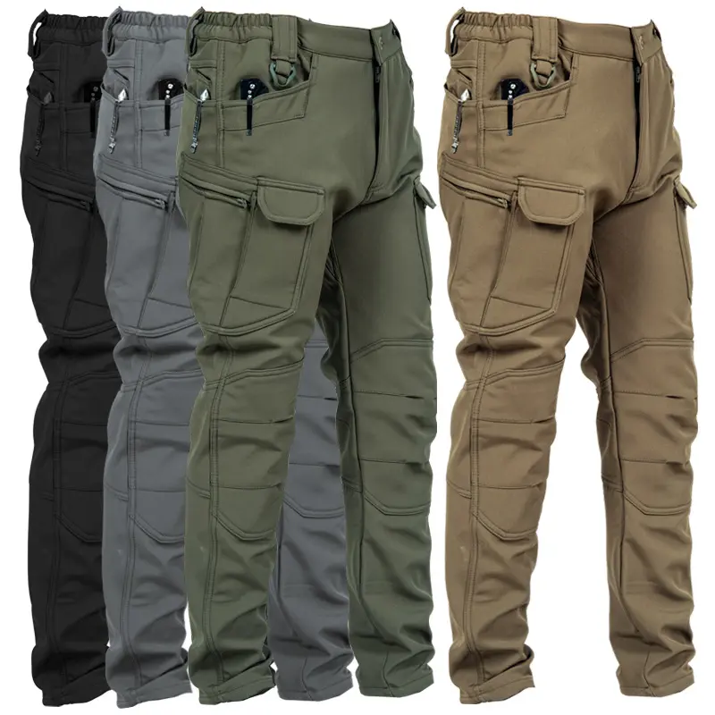 Men's Tactical Fit Cargo Pants - Warm Fleece-Lined Thermal Thick Trousers with Multiple Pockets, Casual Comfy Trouser for Hiking, Work, Outdoors, Track Walking, Men's Work Pants, Machine Washable Black Bottoms