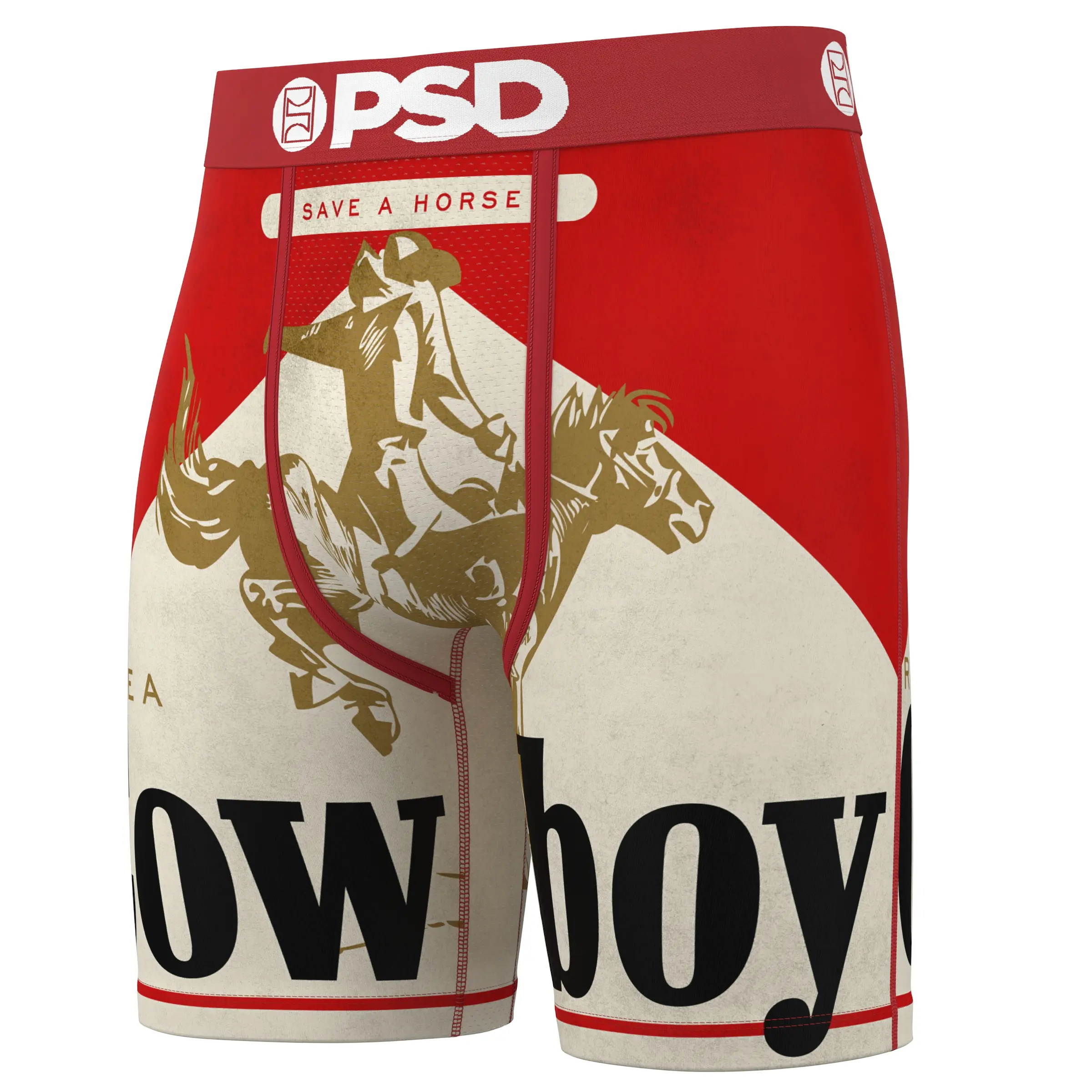 PSD Mens Ride A Cowboy Boxer Brief - Standard Length 7 Inch Inseam, Soft and Breathable Poly Blend Stretch Fabric Activewear Sports