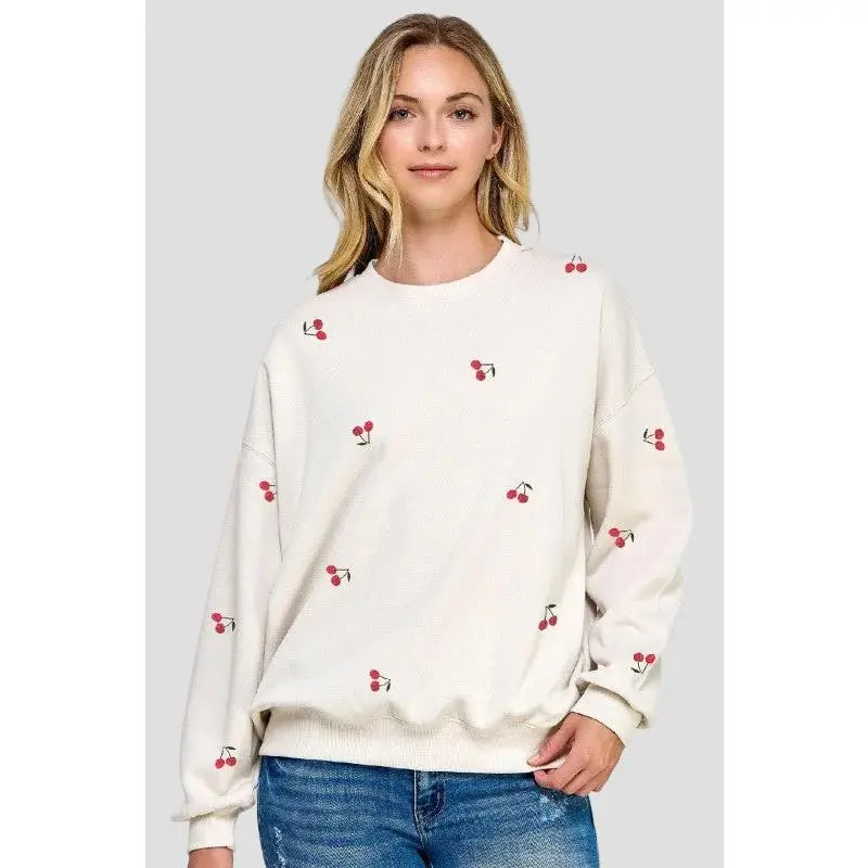 Cherry Embroidered Sweatshirt