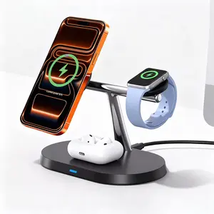 3 in 1 Wireless Charger Station for Apple Magnetic Charigng Stand for iPhone 17/16/15/14/13/12, 15W Portable Fast Charging Dock Station for Apple Watch Airpods magnetic phone charger summerwins
