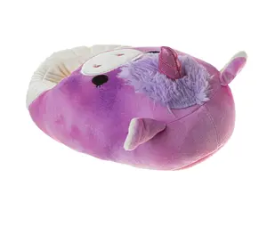 Squishmallow Lola the Unicorn Dual Sizes Slippers Girls'  Ultra Soft Plush Comfort Cozy Warm Indoor Wear Fun Design (Little Kid)