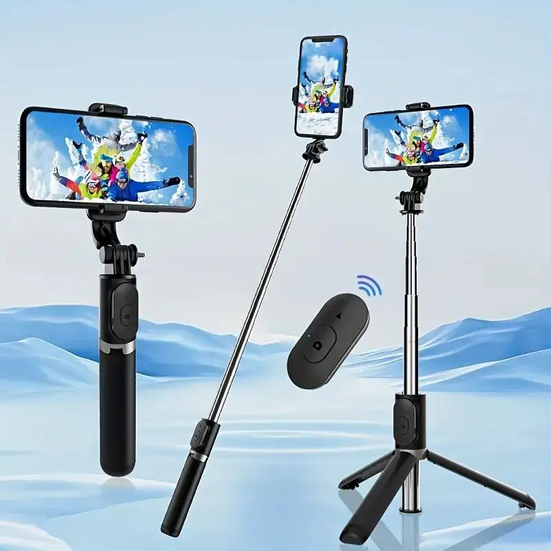 67-in Stainless Steel Adjustable Selfie Stick Tripod with Wireless Remote, Portable Mobile Phone Mount, for Live Streaming & Photography, Compatible with iPhone/Android, Landscape Camera Accessory, Tripod for iPhone