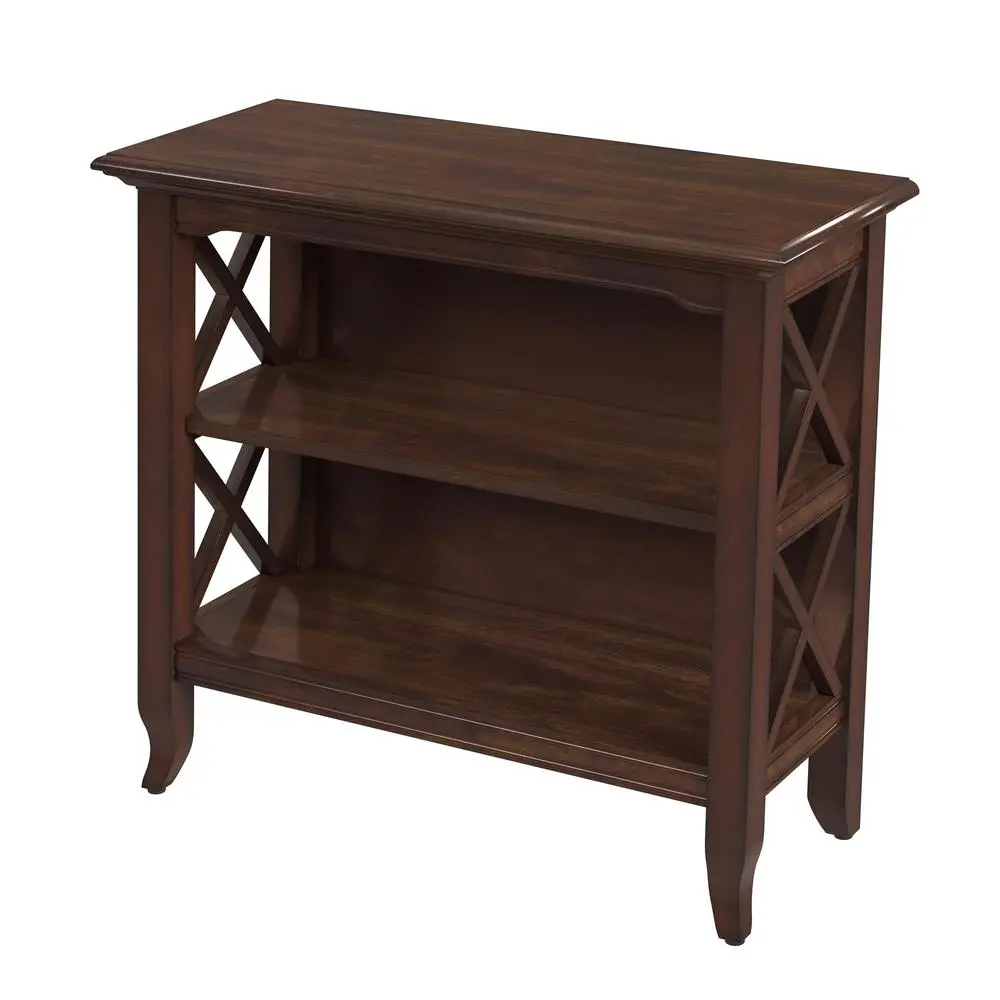 Wooden Dark Brown 2-Shelf Bookcase - Short Height Bookshelf for Farmhouse, Small Spaces, Rectangular